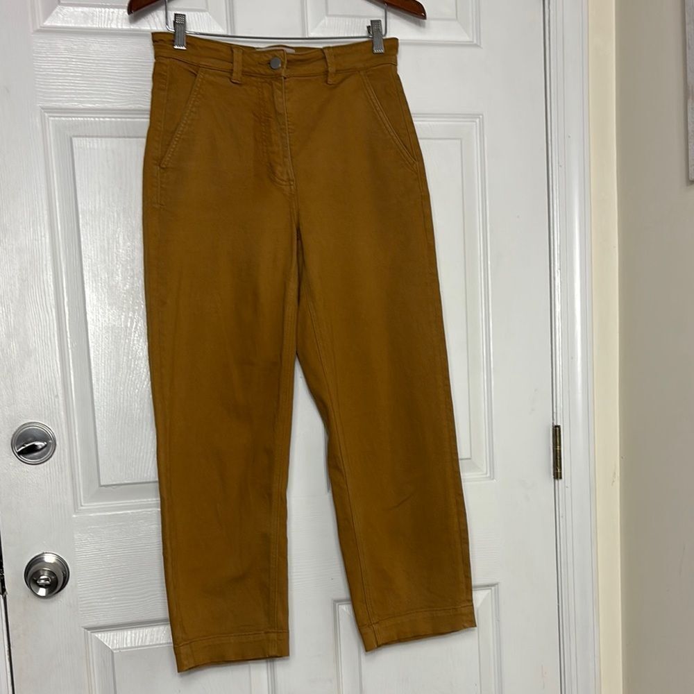 EVERLANE camel brown cropped straight pants size 2